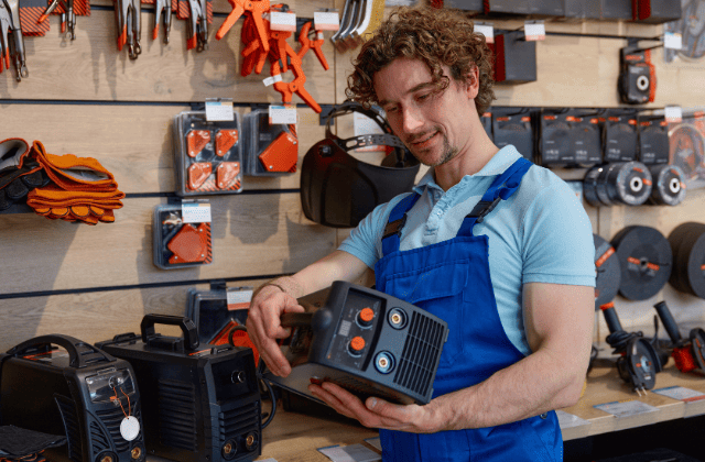 工具を持っている店員