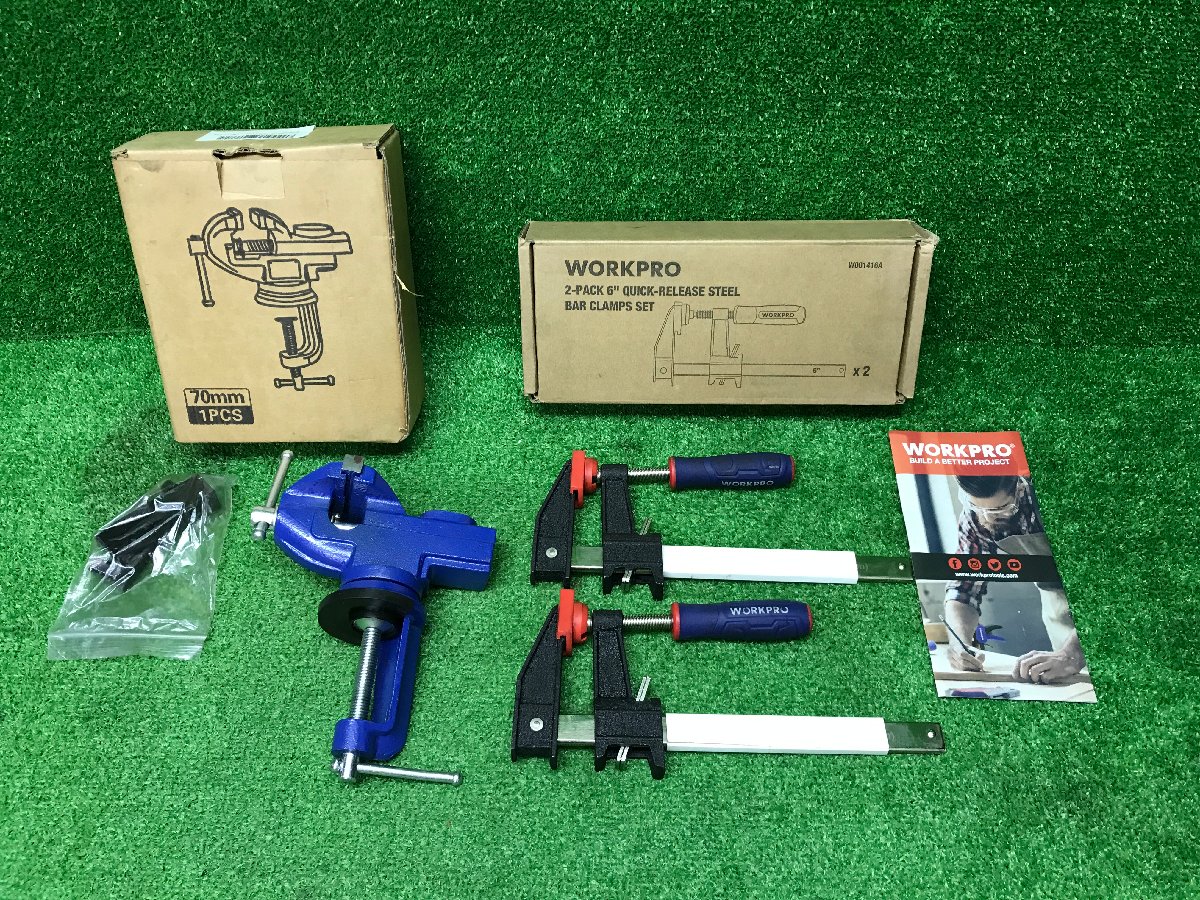 WORKPRO  クイックリリース Fクランプ 150mm 小型卓上万力 70mm バイス クランプ